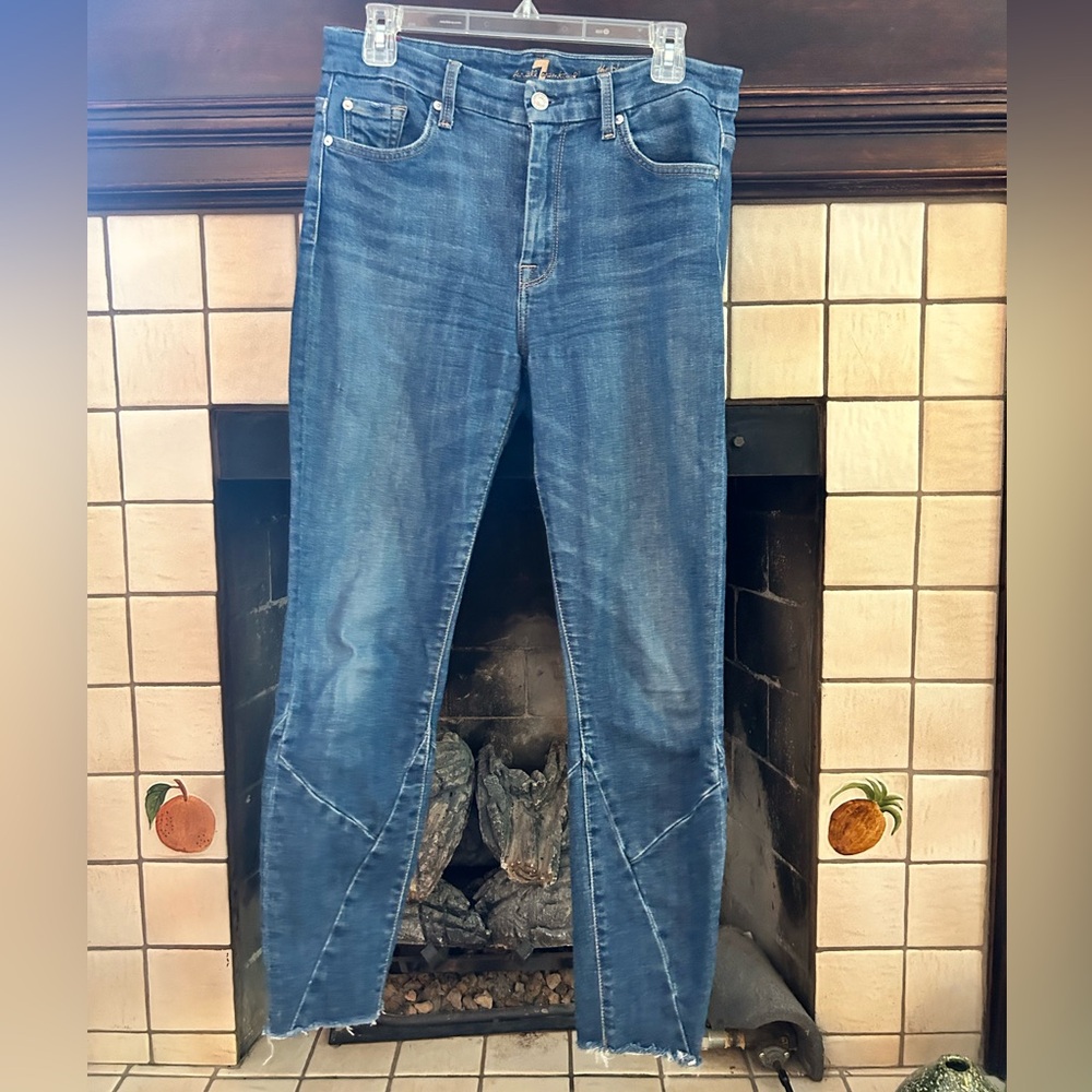 7 for All Mankind High Waist Ankle Skinny Leg Jean with Seamed Detail
